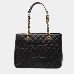 مملوكة مسبقًا حقيبة يد شانيل جراند شوبينغ كافيار أسود