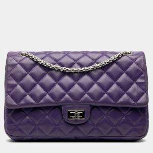 Pre Owned Chanel Purple Quilted Lambskin Reissue 2.55 Double Flap 226