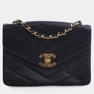 Pre Owned Chanel Vintage Large Caviar Single Flap Bag