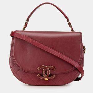 Pre Owned Chanel Red Medium Calfskin Coco Curve Flap