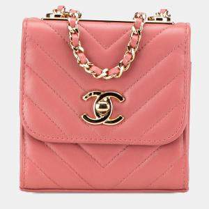 مملوكة مسبقًا Chanel Pink Mini Chevron Lambskin Trendy CC Chain Wallet