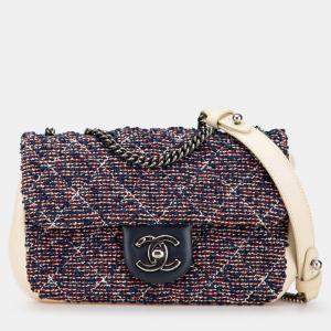 Pre Owned Chanel Multicolor Mini Rectangular Tweed Single Flap