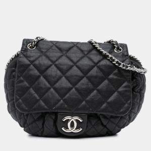 Pre Owned Chanel Black Large Lambskin Chain Around Flap