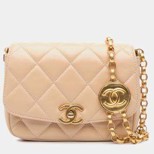 مملوكة مسبقًا Chanel Brown Small Quilted Lambskin CC Coin Flap