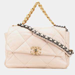 Pre Owned Chanel Brown Large Lambskin 19 Flap