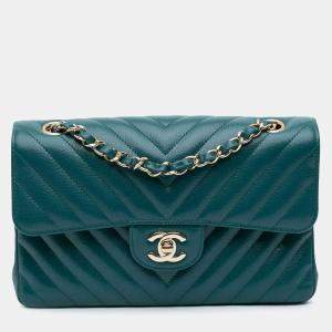 مملوكة مسبقًا Chanel Blue Small Classic Chevron Caviar Double Flap