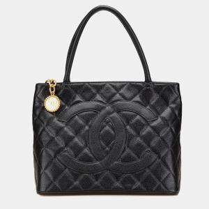 Pre Owned Chanel Black Caviar Medallion Tote