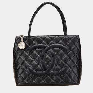 Pre Owned Chanel Black Caviar Medallion Tote