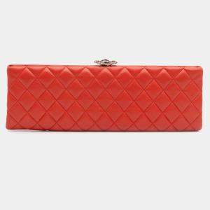 مملوكة مسبقًا Chanel Orange Quilted Lambskin Crystal Camellia Long Clutch
