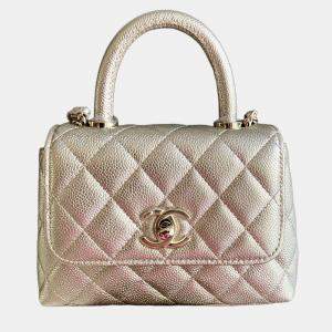 Pre Owned Chanel Coco Handle Nano light gold with gold hardware