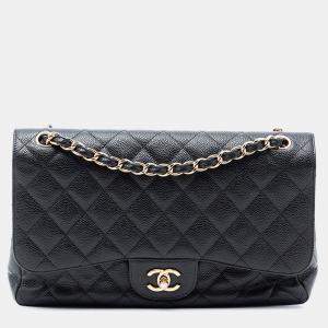 مملوكة مسبقًا Chanel Black Jumbo Classic Caviar Double Flap