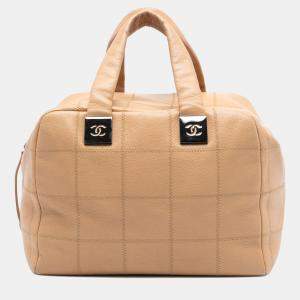 مملوكة مسبقًا Chanel Brown CC Choco Bar Caviar Stitched Boston