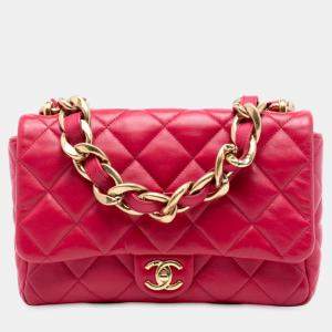 Pre Owned Chanel Red Large Quilted Lambskin Funky Town Flap