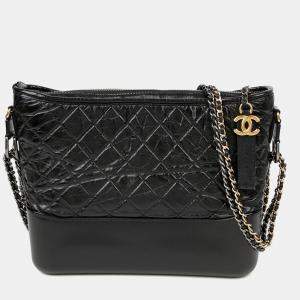 مملوكة مسبقًا حقيبة هوبي شانيل جابرييل كبيرة جلد عجل أسود معتق