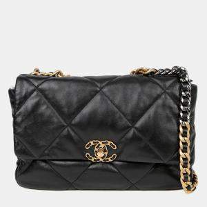 Pre Owned Chanel Large Black Caviar Leather Tote Bag