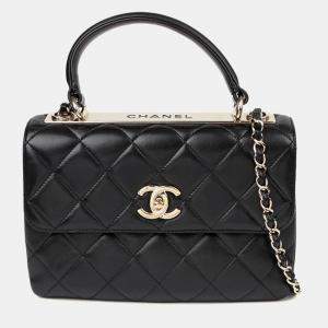 Pre Owned Chanel Trendy CC Small Black Lambskin Leather Tote Bag