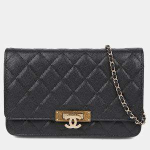 مملوكة مسبقًا Chanel Golden Class Black Caviar Leather Crossbody Bag