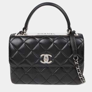 Pre Owned Chanel Trendy CC Small Black Leather Top Handle Shoulder Bag