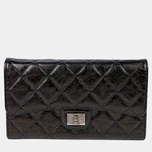 Pre Owned محفظة شانيل جلد أسود طويلة