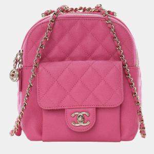 مملوكة مسبقًا Chanel Pink Small Quilted Caviar CC Day Backpack