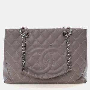 مملوكة مسبقًا Chanel Grey Caviar Grand Shopping Tote