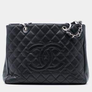 Pre Owned Chanel Black Caviar Grand Shopping Tote