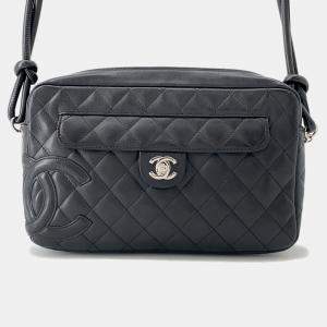 Pre Owned Chanel Cambon Line Shoulder Bag Black Lambskin