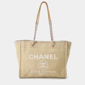 مملوكة مسبقًا Chanel Deauville Tote Bag Beige Canvas Size Mm