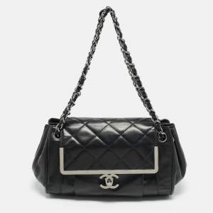 مملوكة مسبقًا Chanel CC Accordion Black Quilted Leather Shoulder Bag