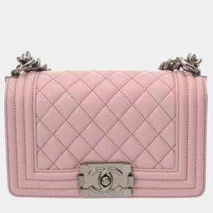 مملوكة مسبقًا حقيبة شانيل بوي شانيل يد صغيرة ٢٠ سم جلد كافيار وردي حقيبة كتف