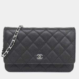 مملوكة مسبقًا Chanel Timeless Classic Line Black Leather Chain Wallet