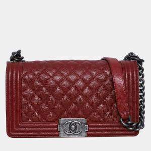 Pre Owned Chanel Caviar Old Medium Boy Bag