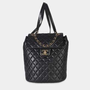 Pre Owned Chanel Black Lambskin Quilted Small Urban Spirit Backpack