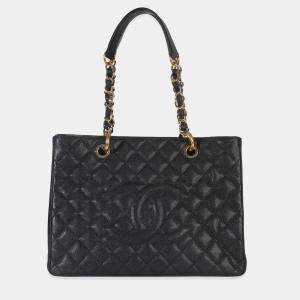 مملوكة مسبقًا Chanel Black Quilted Caviar Grand Shopper Tote