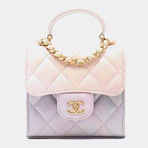 مملوكة مسبقًا حقيبة شانيل كلاتش بيد علوية جلد حمل منظدي زهري متدرج مع سلسلة