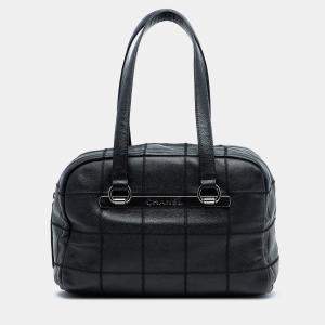 مملوكة مسبقًا Chanel Black Choco Bar Caviar LAX Bowler Bag