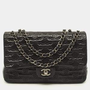 Pre Owned Chanel Jumbo Black CC Quilted Leather Flap Bag
