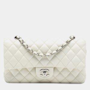 مملوكة مسبقًا Chanel White Medium Classic Caviar Double Flap