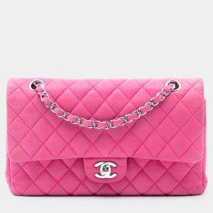 مملوكة مسبقًا Chanel Pink Medium Classic Caviar Double Flap