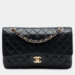 مملوكة مسبقًا Chanel Black Medium Classic Caviar Double Flap