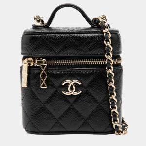 مملوكة مسبقًا Chanel Black Mini Caviar Handle with Care Vanity Case