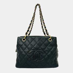 Pre Owned Chanel Black Petite Caviar Timeless Tote