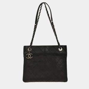 مملوكة مسبقًا Chanel Black Calfskin Wild Stitch Chain Tote Bag