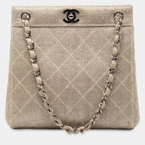 مملوكة مسبقًا Chanel Brown Mini CC Stitched Linen Chain Tote