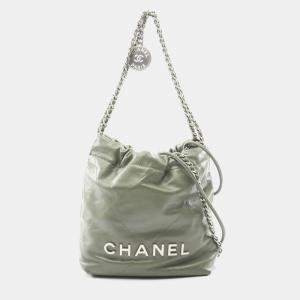 Pre Owned حقيبة كتف شانيل صغيرة 22 من الجلد بلون الكاكي