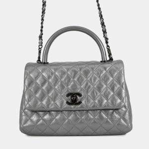 مملوكة مسبقًا Chanel Matelasse Handbag With Coco Mark And Handle In Calf Leather