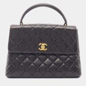 مملوكة مسبقًا Chanel Matelasse Top Handle Handbag In Lambskin Leather Black