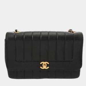 Pre Owned Chanel Mademoiselle Chain Shoulder Bag Black Lambskin