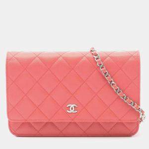 Pre Owned Chanel Matelasse Shoulder Bag In Calfskin Leather Cowhide Pink