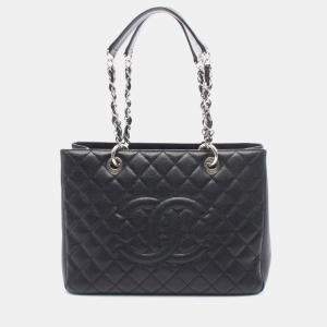 مملوكة مسبقًا Chanel Matelasse Grand Shopping Gst Tote Bag In Calfskin Leather Black